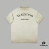 VAL*NTINO Huajia 25SS Spring Collection Flocked Letter Print Short Sleeve T-Shirt