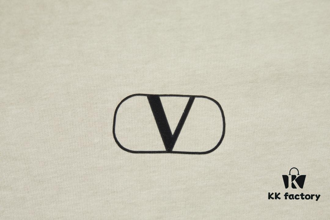 VAL*NTINO Huajia 25SS Spring Collection Flocked Letter Print Short Sleeve T-Shirt