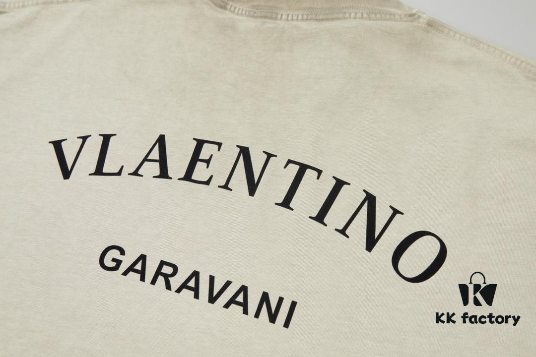 VAL*NTINO Huajia 25SS Spring Collection Flocked Letter Print Short Sleeve T-Shirt