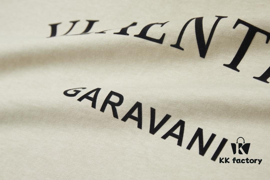 VAL*NTINO Huajia 25SS Spring Collection Flocked Letter Print Short Sleeve T-Shirt