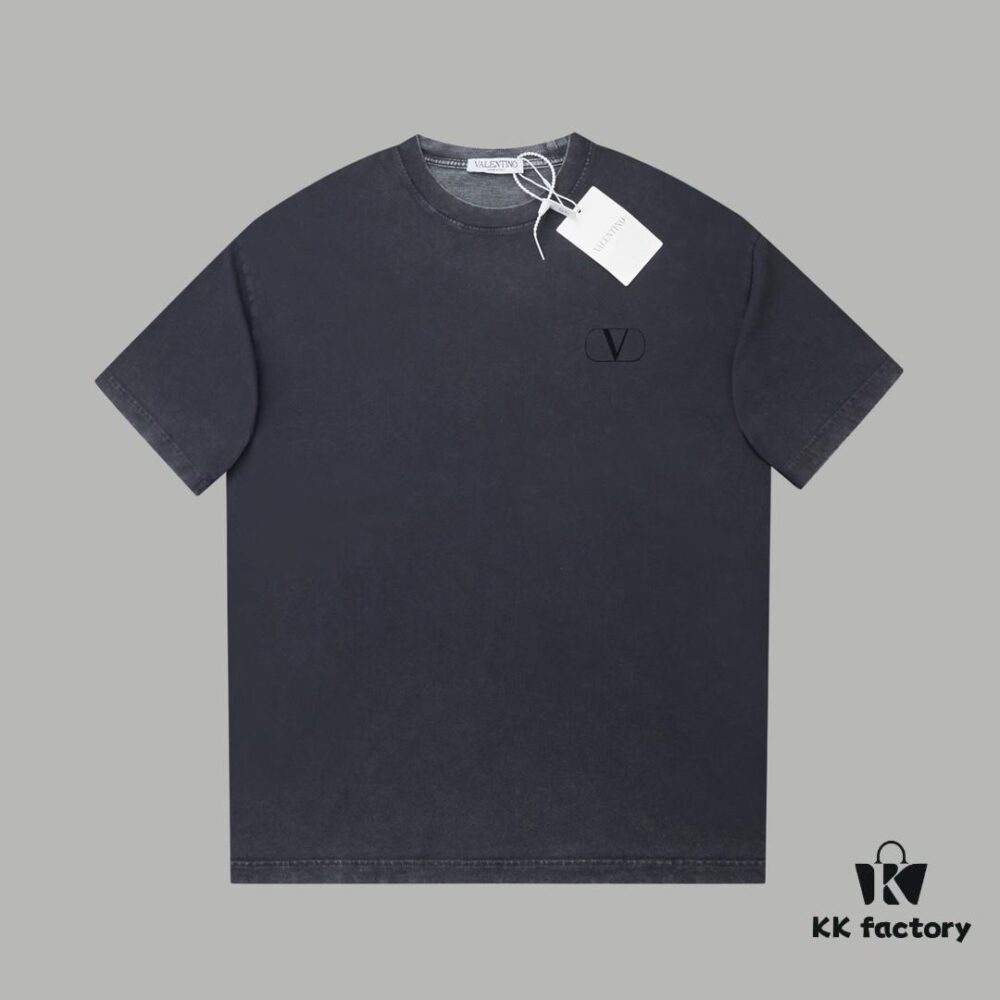 VALENTINO Home 25SS Spring Collection New Arrival Flocked Letter Print Short Sleeve T-Shirt