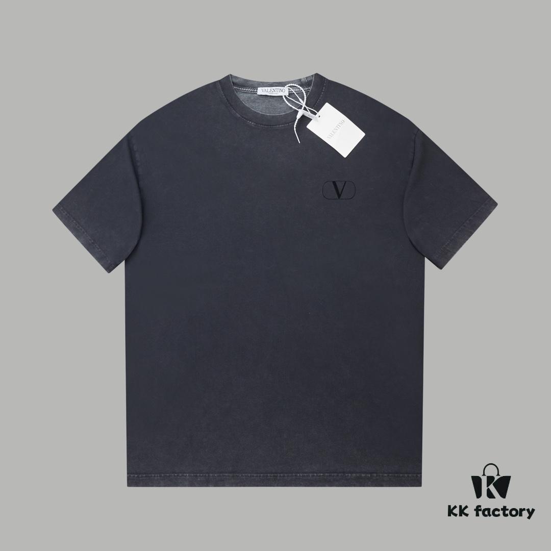 VALENTINO Home 25SS Spring Collection New Arrival Flocked Letter Print Short Sleeve T-Shirt