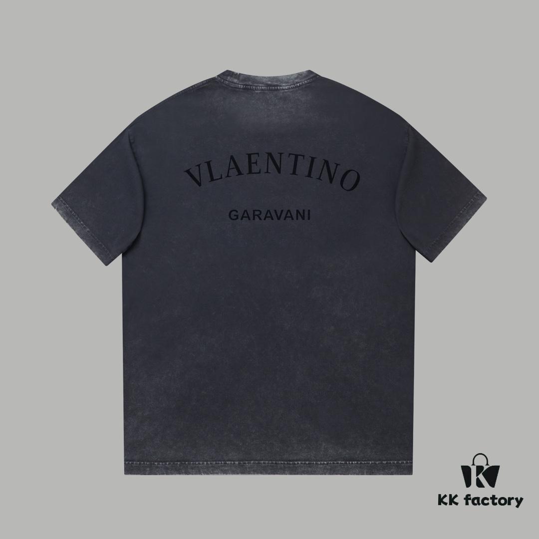 VALENTINO Home 25SS Spring Collection New Arrival Flocked Letter Print Short Sleeve T-Shirt