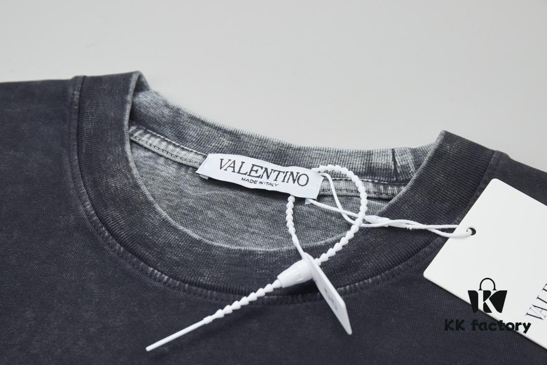 VALENTINO Home 25SS Spring Collection New Arrival Flocked Letter Print Short Sleeve T-Shirt