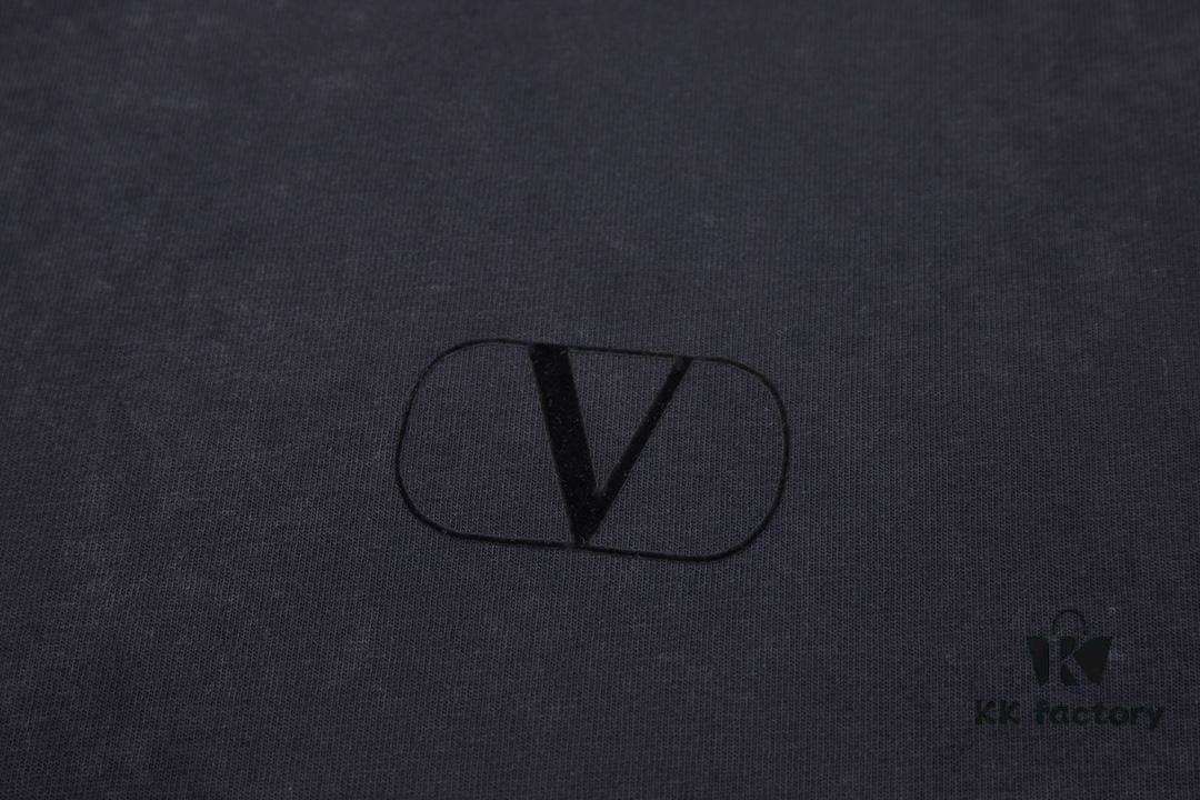 VALENTINO Home 25SS Spring Collection New Arrival Flocked Letter Print Short Sleeve T-Shirt