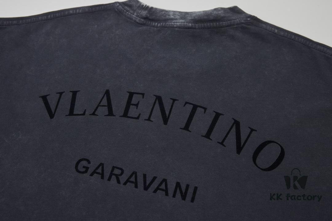 VALENTINO Home 25SS Spring Collection New Arrival Flocked Letter Print Short Sleeve T-Shirt