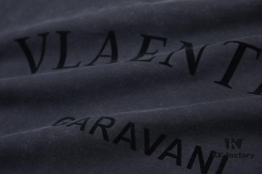 VALENTINO Home 25SS Spring Collection New Arrival Flocked Letter Print Short Sleeve T-Shirt