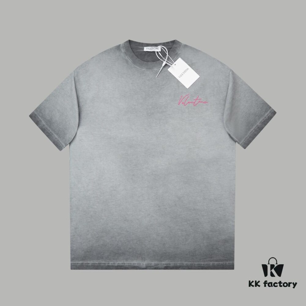 VAL*NTINO Huajia 25SS Spring Collection Flocked Letter Print Short Sleeve T-Shirt