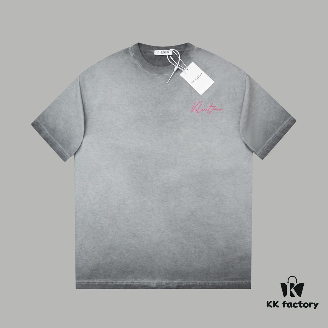 VAL*NTINO Huajia 25SS Spring Collection Flocked Letter Print Short Sleeve T-Shirt