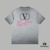 VAL*NTINO Huajia 25SS Spring Collection Flocked Letter Print Short Sleeve T-Shirt