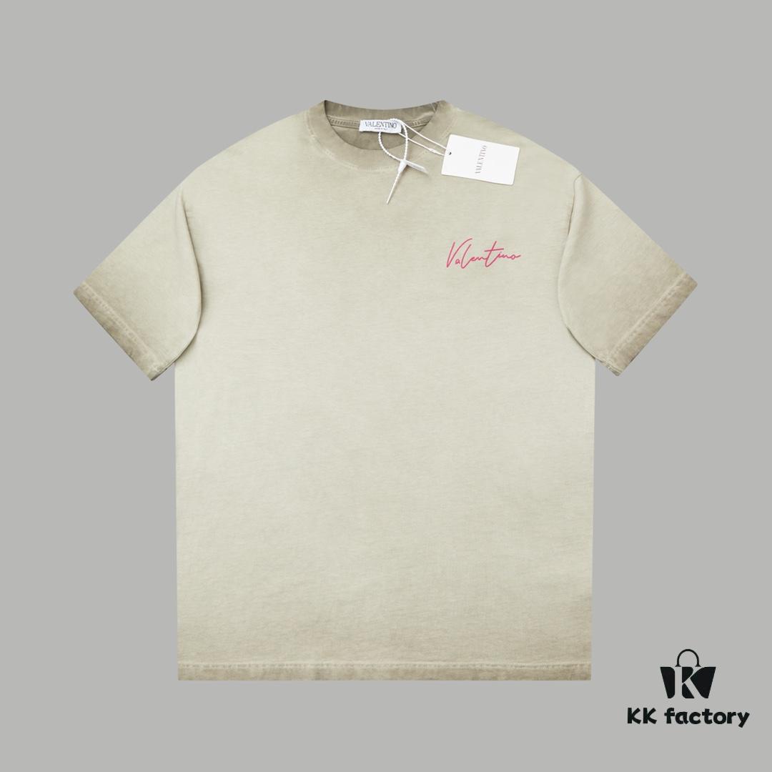 VALENTINO Home 25SS Spring Collection New Arrival Flocked Letter Print Short Sleeve T-Shirt