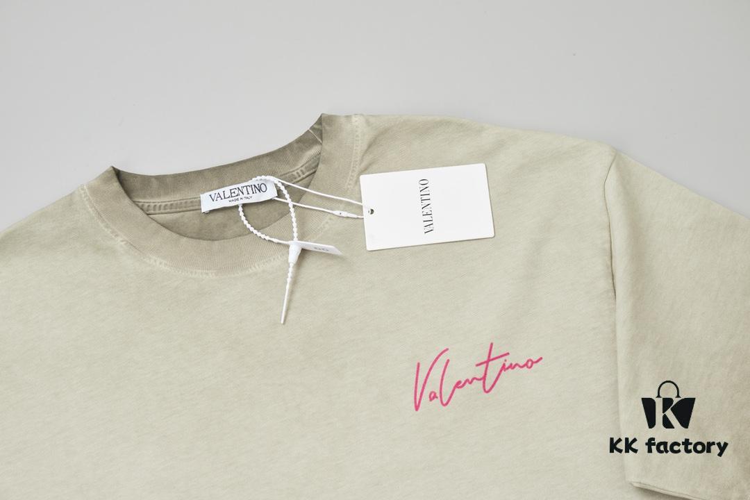 VALENTINO Home 25SS Spring Collection New Arrival Flocked Letter Print Short Sleeve T-Shirt