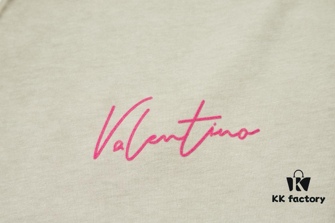 VALENTINO Home 25SS Spring Collection New Arrival Flocked Letter Print Short Sleeve T-Shirt