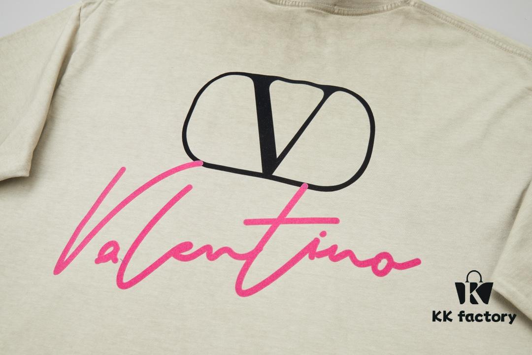 VALENTINO Home 25SS Spring Collection New Arrival Flocked Letter Print Short Sleeve T-Shirt