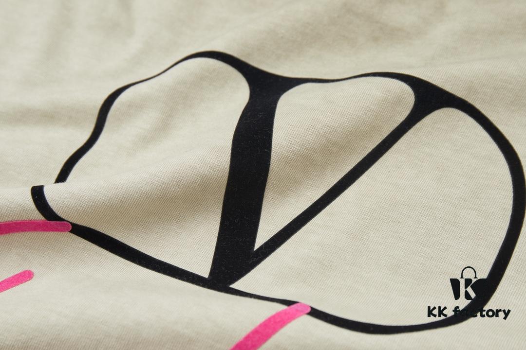 VALENTINO Home 25SS Spring Collection New Arrival Flocked Letter Print Short Sleeve T-Shirt