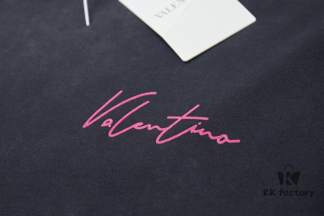 VAL*NTINO Huajia 25SS Spring Collection Flocked Letter Print Short Sleeve T-Shirt