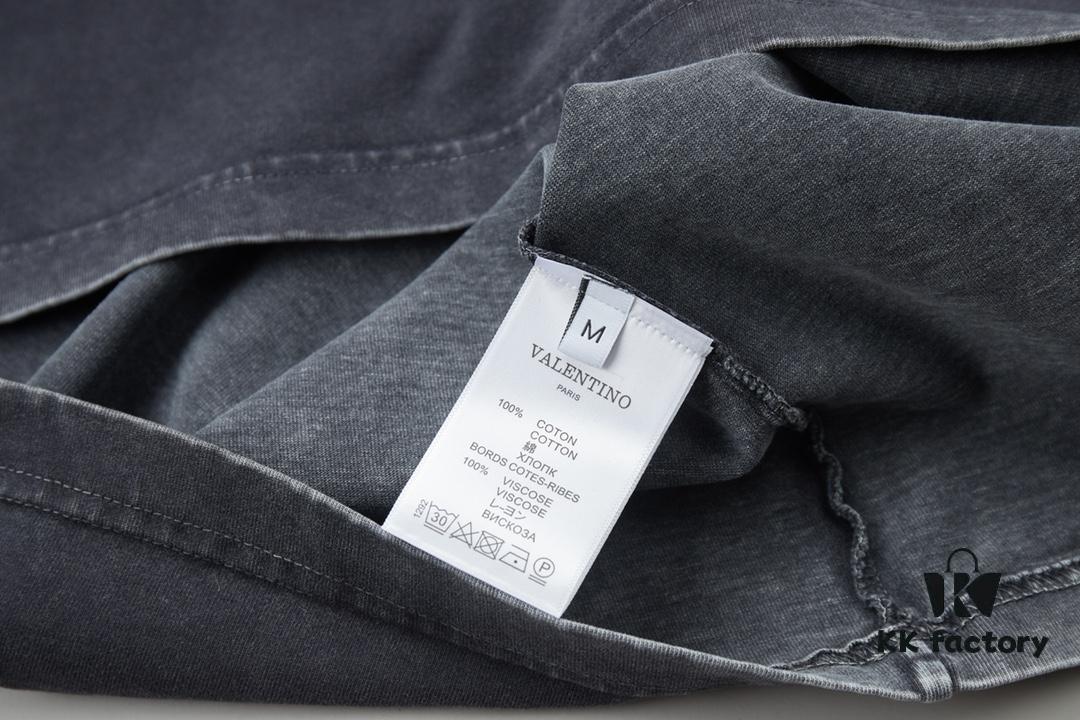 VAL*NTINO Huajia 25SS Spring Collection Flocked Letter Print Short Sleeve T-Shirt