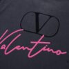 VAL*NTINO Huajia 25SS Spring Collection Flocked Letter Print Short Sleeve T-Shirt