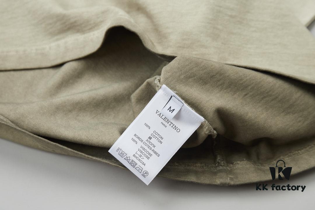 VAL*NTINO Huajia 25SS Spring Collection Flocked Letter Print Short Sleeve T-Shirt