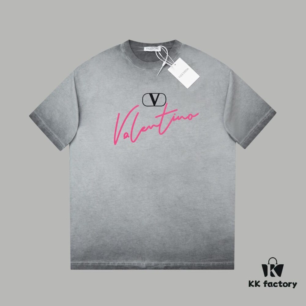 VAL*NTINO Hua Jia 25SS Spring Collection New Arrival Flocked Letter Print Short Sleeve T-Shirt
