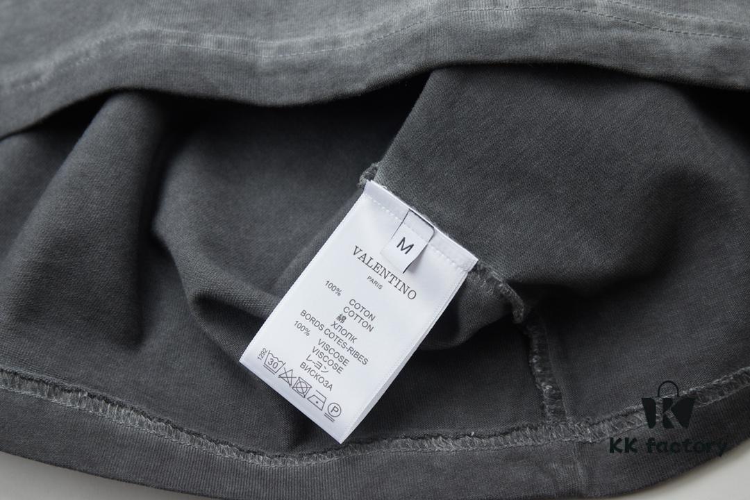 VAL*NTINO Hua Jia 25SS Spring Collection New Arrival Flocked Letter Print Short Sleeve T-Shirt