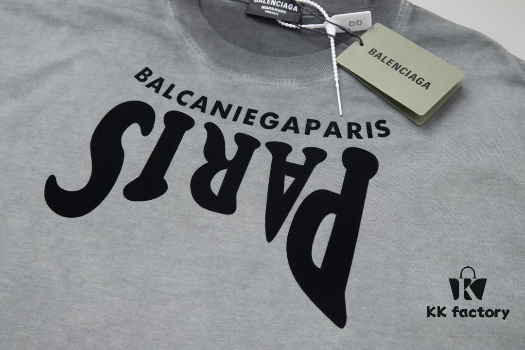 VAL*NTINO Huajia 25SS Spring Collection Flocked Letter Print Short Sleeve T-Shirt