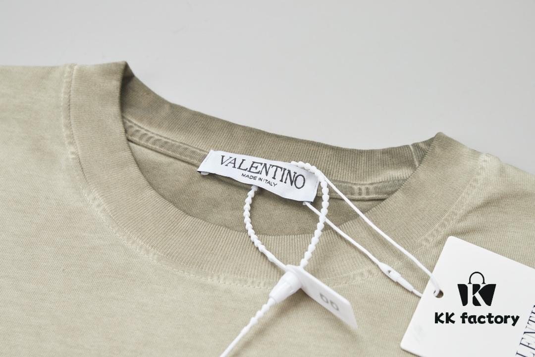 VAL*NTINO Hua Jia 25SS Spring Collection Flocked Letter Print Short Sleeve T-Shirt