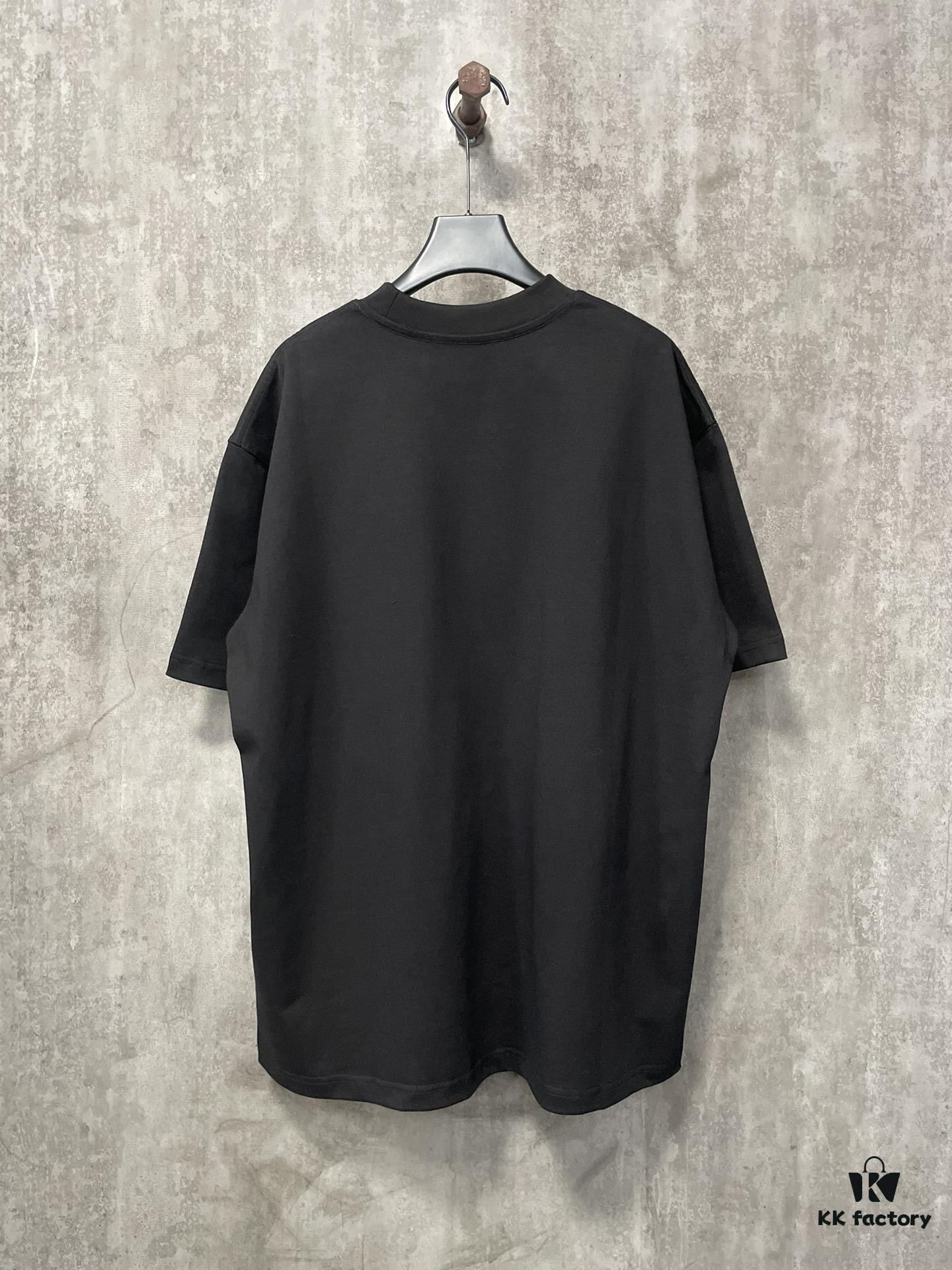 VALENTINO 24FW Pink Handwritten Text 3D Flocking Heavyweight Short Sleeve T-Shirt