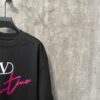 VALENTINO 24FW Pink Handwritten Text 3D Flocking Heavyweight Short Sleeve T-Shirt