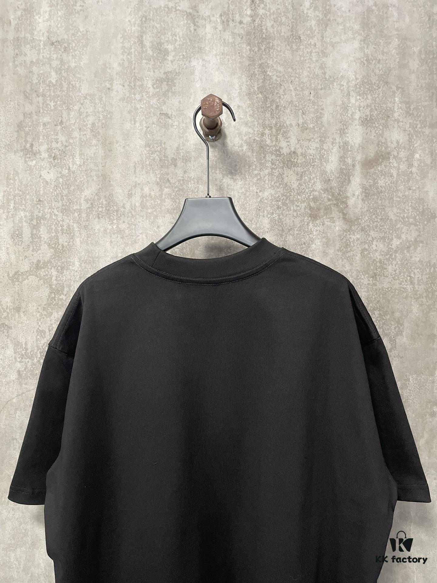 VALENTINO 24FW Pink Handwritten Text 3D Flocking Heavyweight Short Sleeve T-Shirt