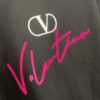 VALENTINO 24FW Pink Handwritten Text 3D Flocking Heavyweight Short Sleeve T-Shirt