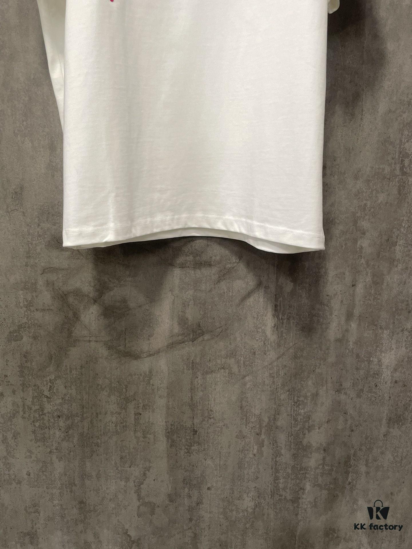 VALENTINO 24FW Pink 3D Flocked Lettering Heavyweight Short Sleeve T-Shirt