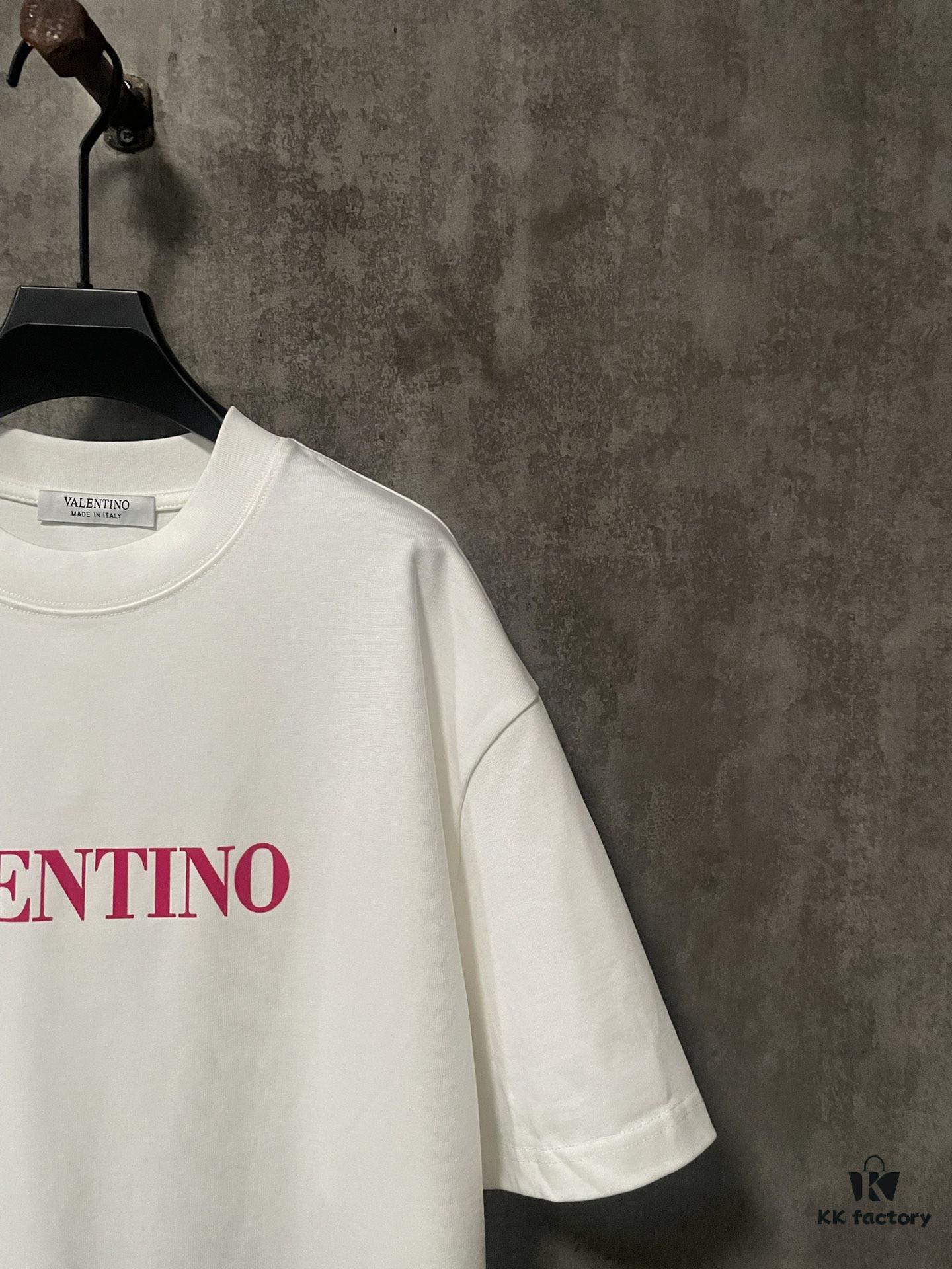 VALENTINO 24SS Latest Collection Flocked Logo Heavyweight Short Sleeve T-Shirt