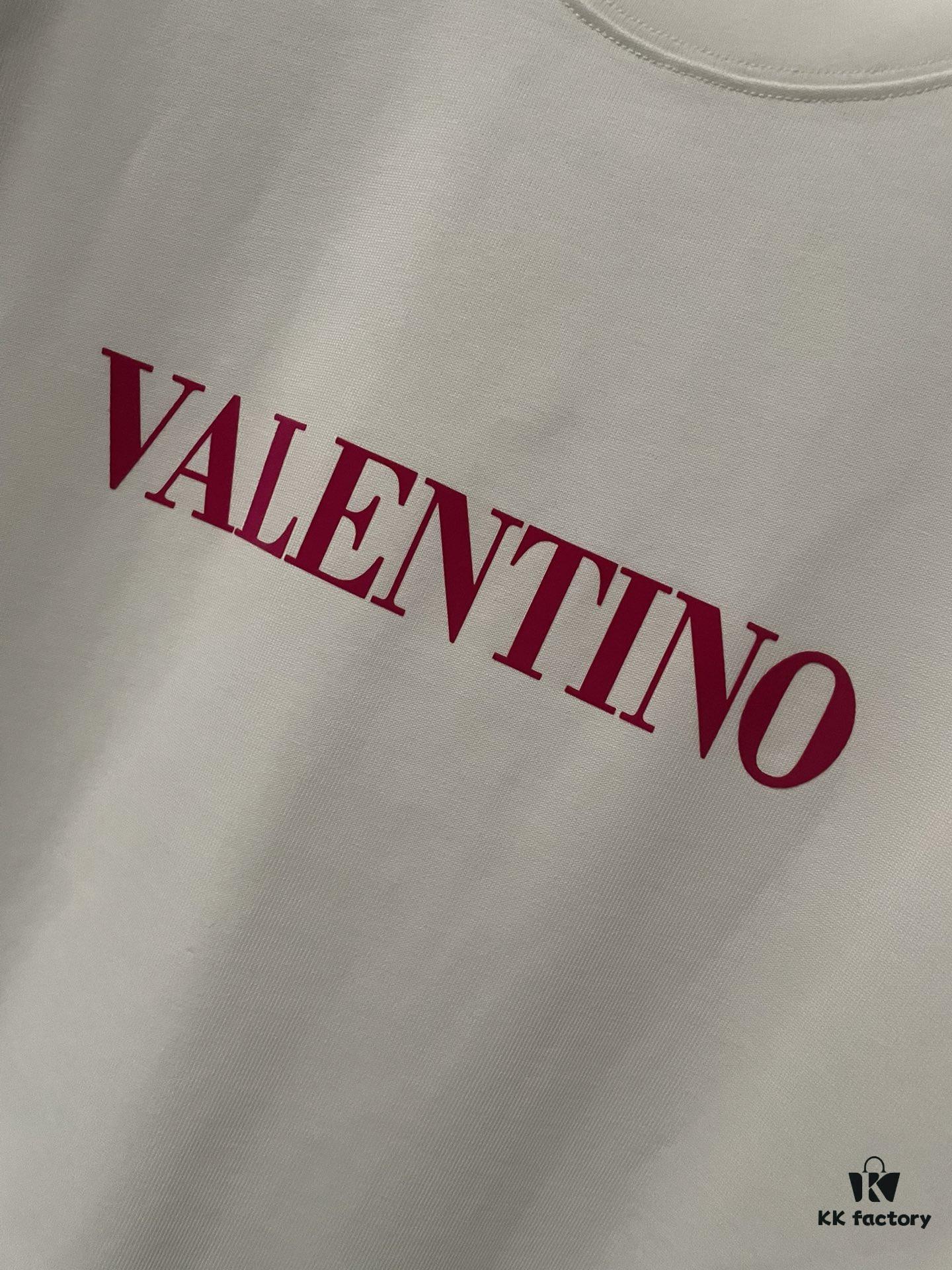 VALENTINO 24SS Latest Collection Flocked Logo Heavyweight Short Sleeve T-Shirt