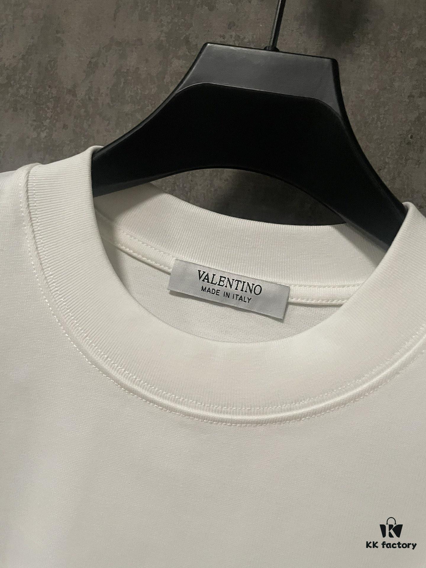 VALENTINO 24SS Latest Collection Flocked Logo Heavyweight Short Sleeve T-Shirt