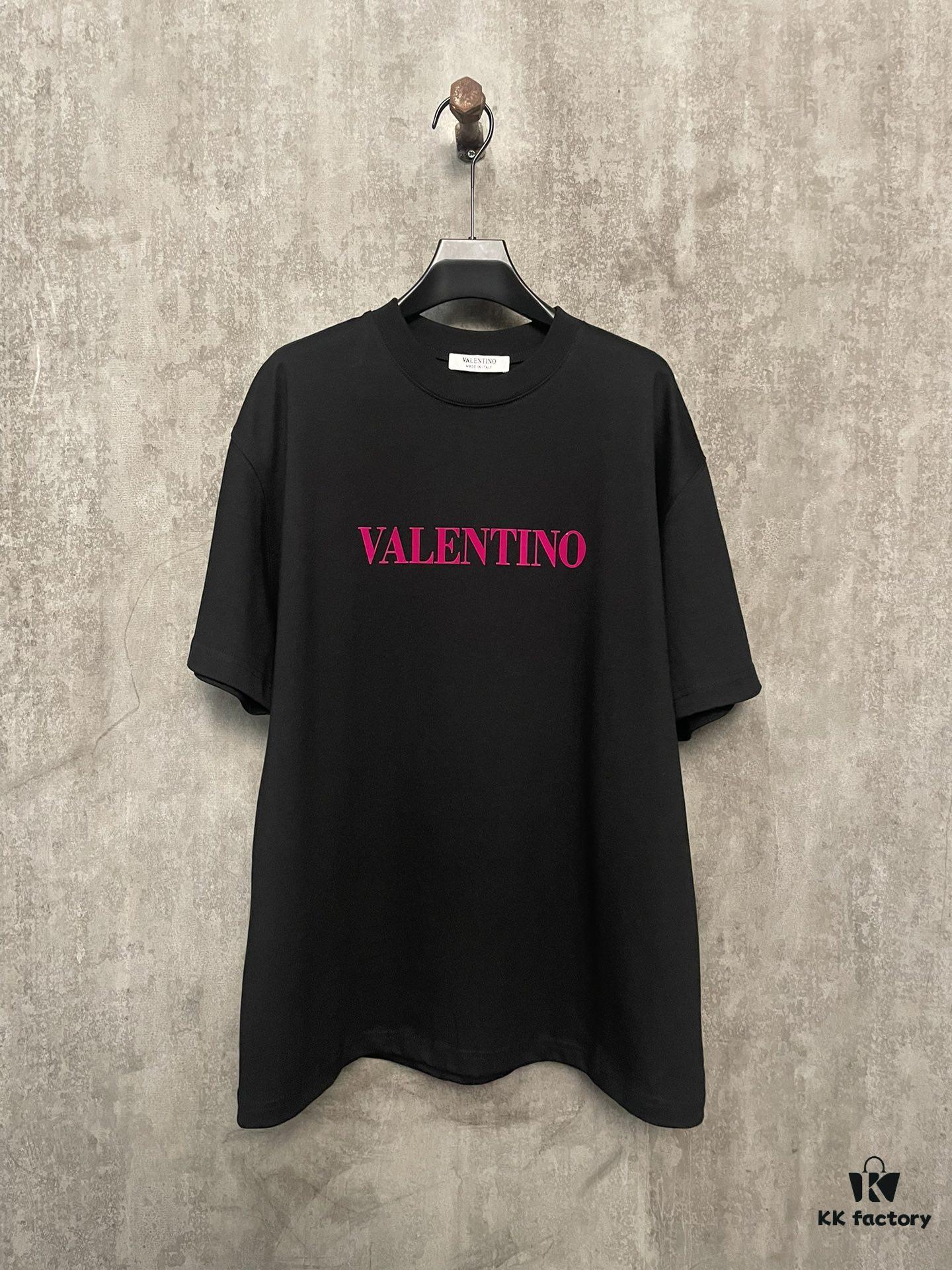 VALENTINO 24SS Latest Collection Flocked Logo Heavyweight Short Sleeve T-Shirt