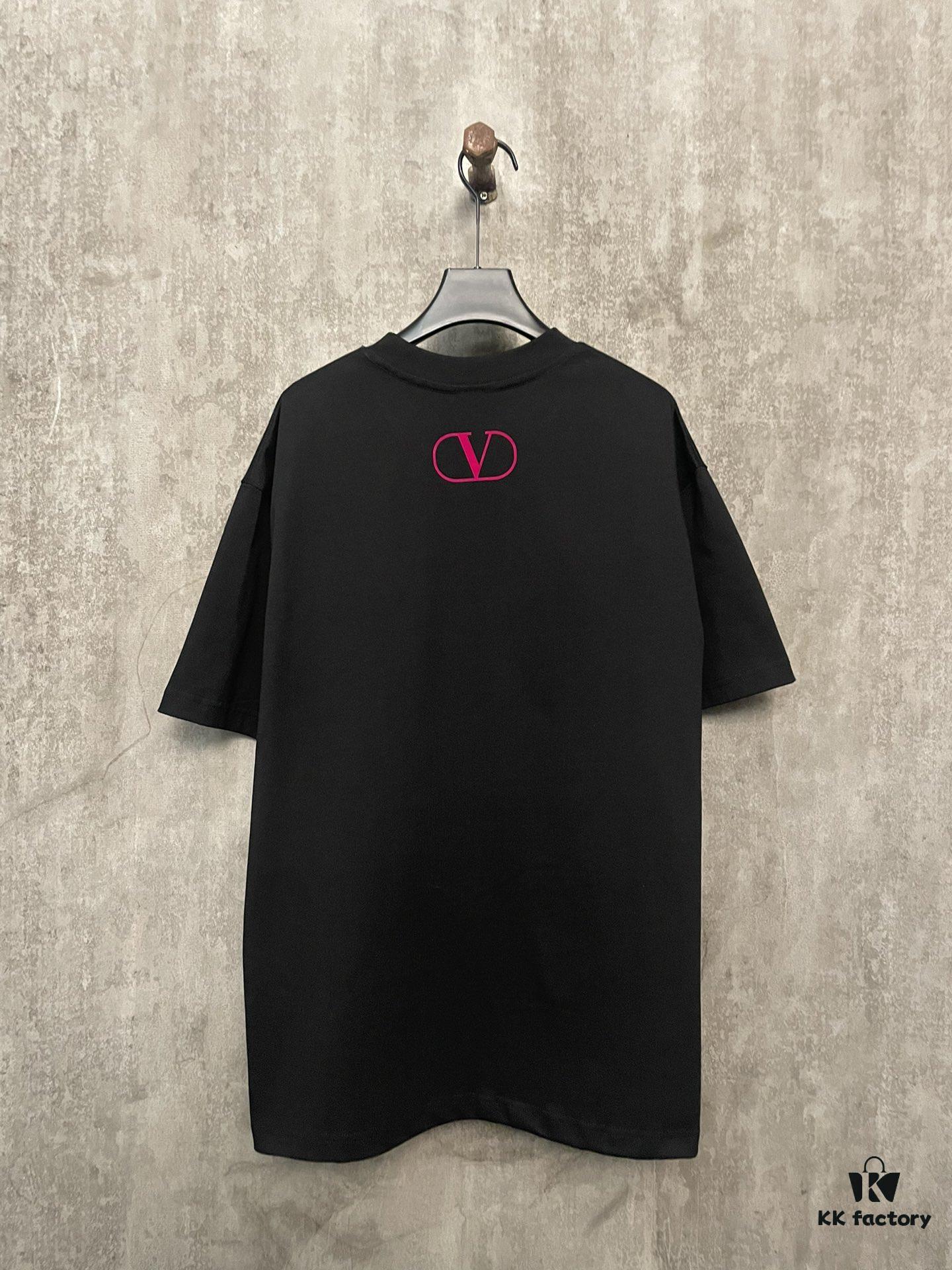 VALENTINO 24SS Latest Collection Flocked Logo Heavyweight Short Sleeve T-Shirt