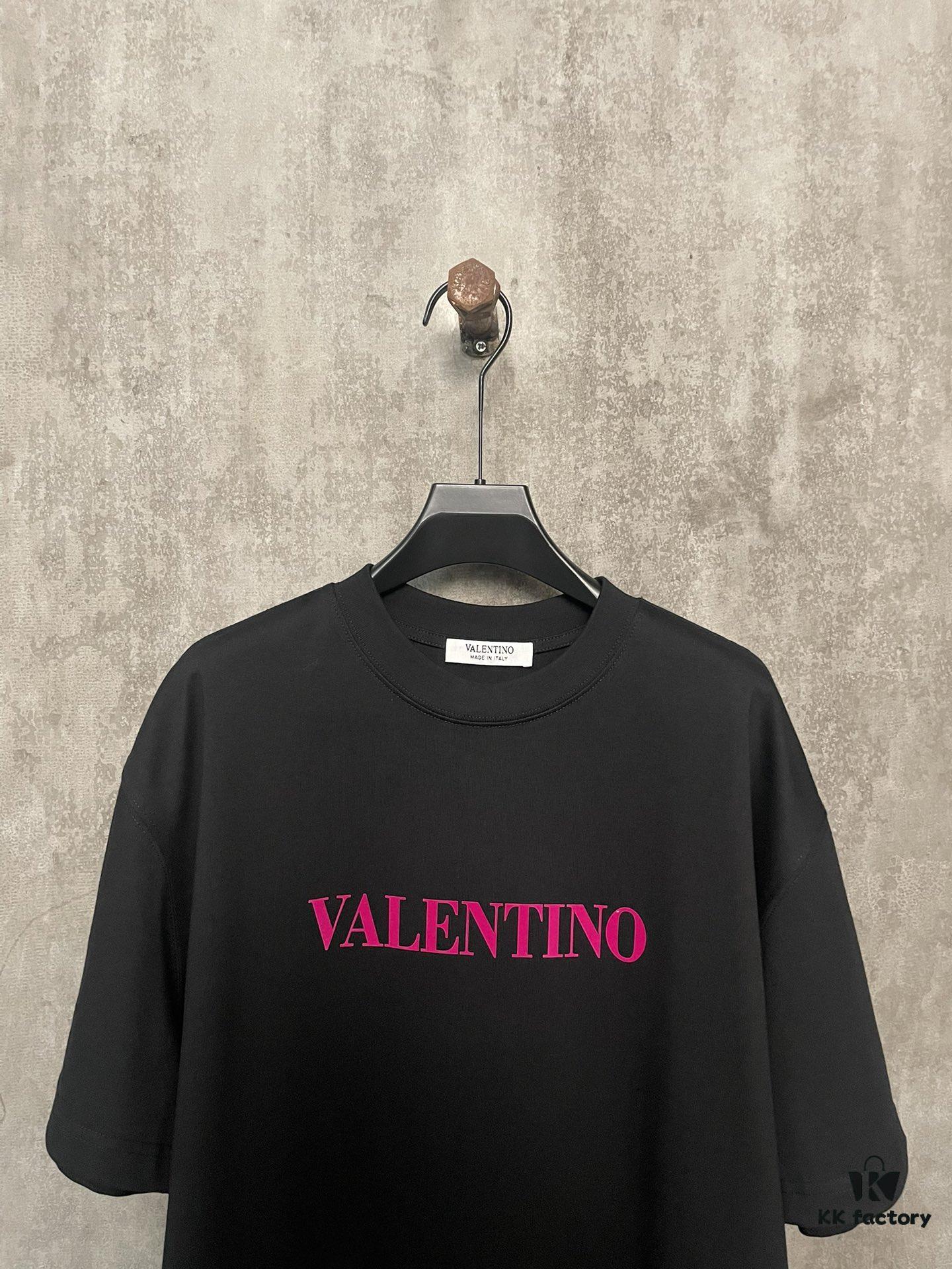 VALENTINO 24SS Latest Collection Flocked Logo Heavyweight Short Sleeve T-Shirt
