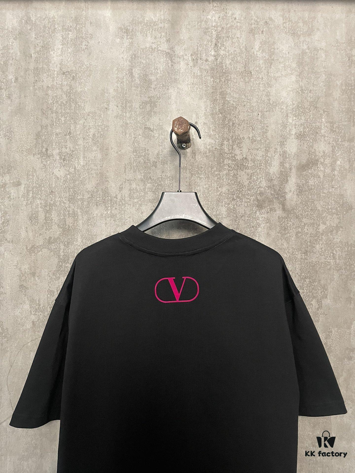 VALENTINO 24SS Latest Collection Flocked Logo Heavyweight Short Sleeve T-Shirt