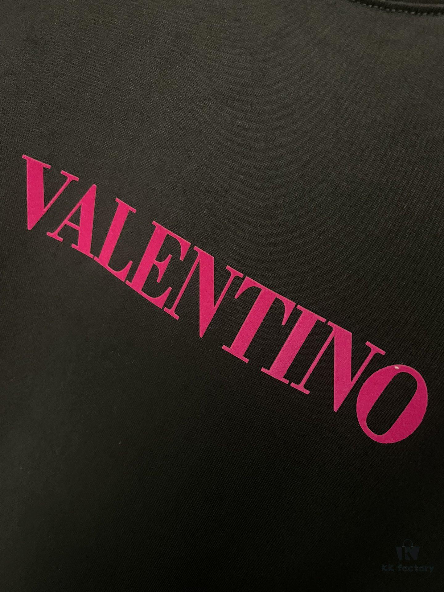 VALENTINO 24SS Latest Collection Flocked Logo Heavyweight Short Sleeve T-Shirt