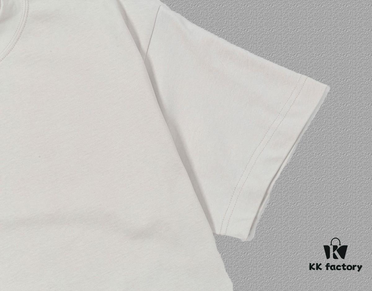 VALENTINO 2024FW Short Sleeve T-Shirt with Letter Logo Print, Premium 26s Double Yarn 300g Fabric, Heavyweight Cotton Blend, Custom Ribbed Trim Dyed-to-Match, Three Labels Included, Unisex Design