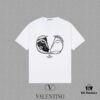 VALENTINO Men's and Women's Short Sleeve T-Shirt 2024FW Letter Logo Print Premium 26s Double Yarn 300g Fabric Heavyweight Custom Ribbed Jersey Dyed-to-Match Trims Three Labels Included