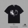 VALENTINO Men's and Women's Short Sleeve T-Shirt with Letter Logo Print, 2024FW Collection, Premium 26s Double Yarn 300g Fabric