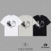 VALENTINO Men's and Women's Short Sleeve T-Shirt with Letter Logo Print, 2024FW Collection, Premium 26s Double Yarn 300g Fabric