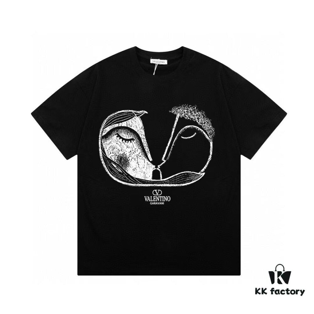 Valentino Unisex Casual Fashion Short-Sleeve T-Shirt with Logo Print