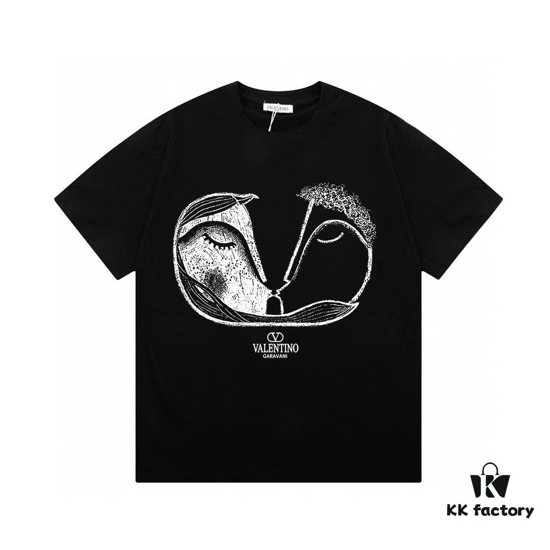 Valentino Unisex Casual Fashion Short-Sleeve T-Shirt with Logo Print