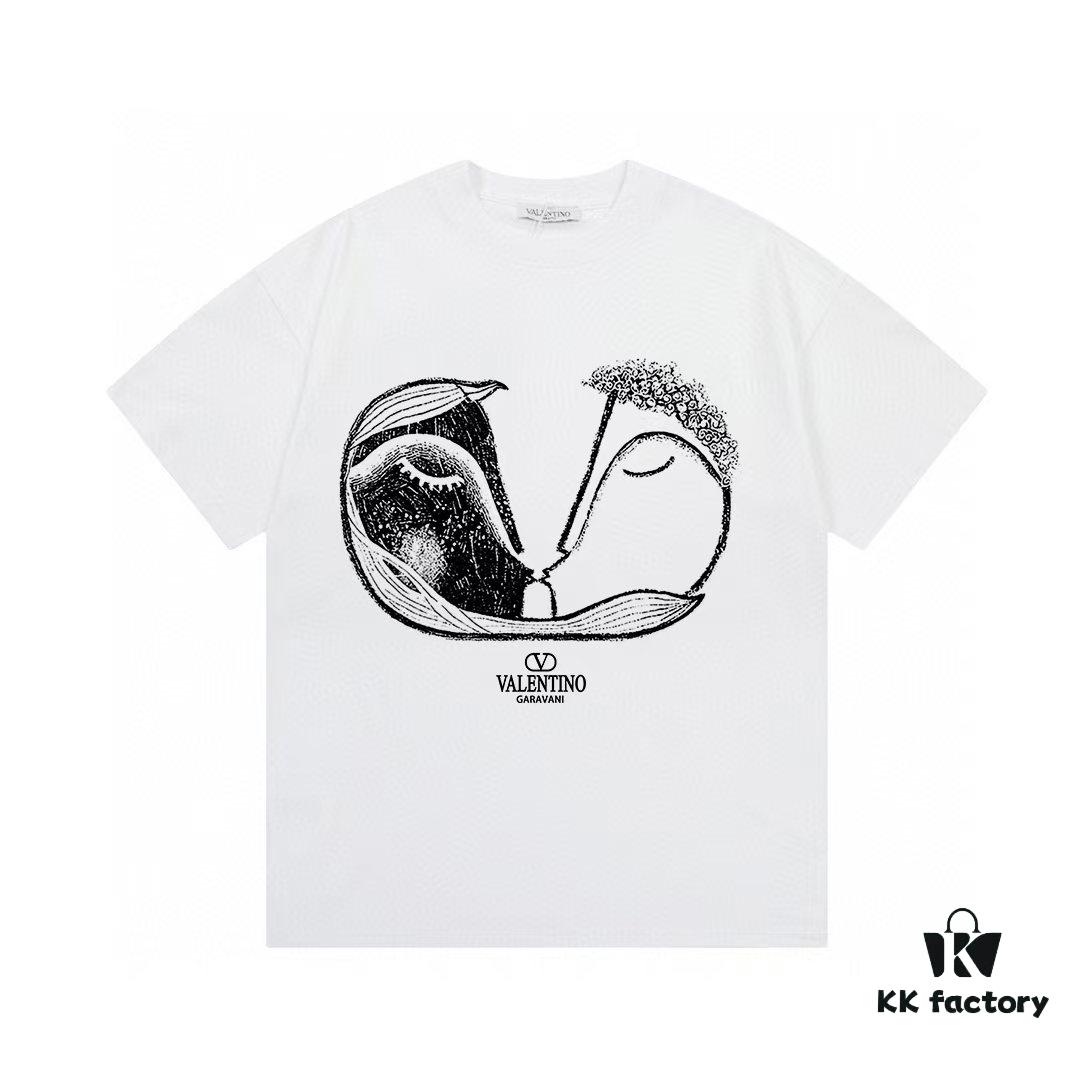 Valentino Unisex Fashion Short Sleeve T-Shirt with Logo Print