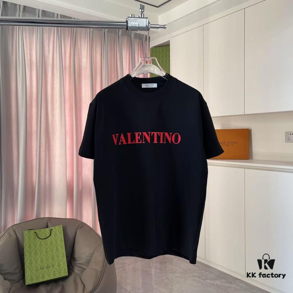 VALENTIN* Valentino 2025 Summer New Arrival Unisex Short Sleeve T-Shirt with Unique Letter Logo 3D Silicone Print Custom 300g Fabric