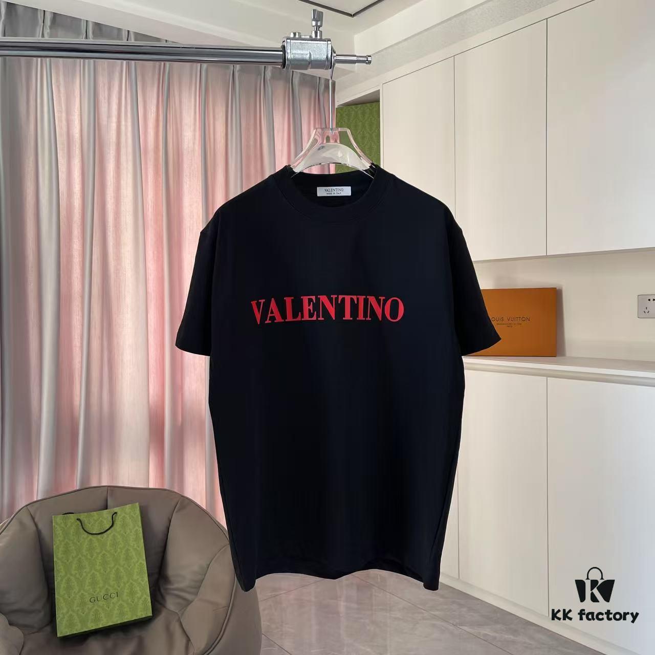 VALENTIN* Valentino 2025 Summer New Arrival Unisex Short Sleeve T-Shirt with Unique Letter Logo 3D Silicone Print Custom 300g Fabric