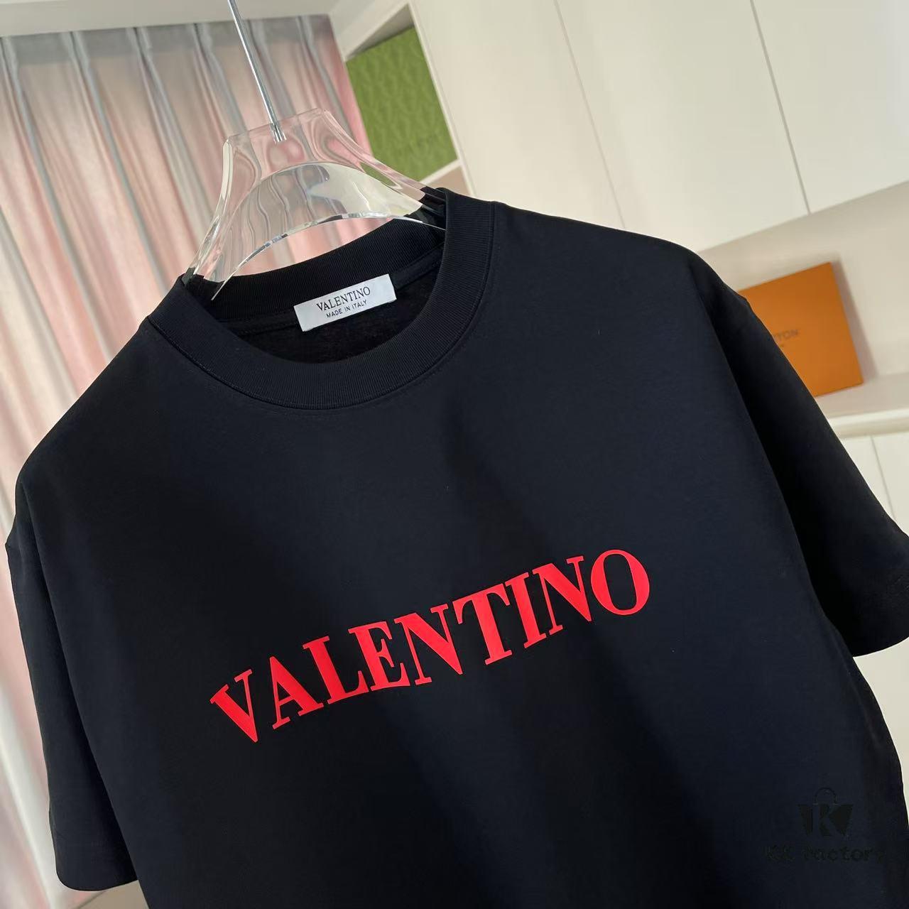 VALENTIN* Valentino 2025 Summer New Arrival Unisex Short Sleeve T-Shirt with Unique Letter Logo 3D Silicone Print Custom 300g Fabric